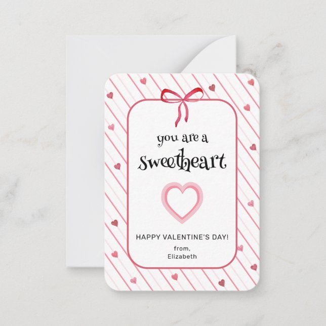 You Are A Sweetheart Classroom Valentine Mitteilungskarte (Vorderseite)
