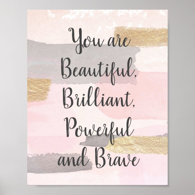 YOU ARE BEAUTIFUL - Pink Gold Quote Poster (Vorne)