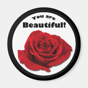 "You are Beautiful" Rote Rose Magnet