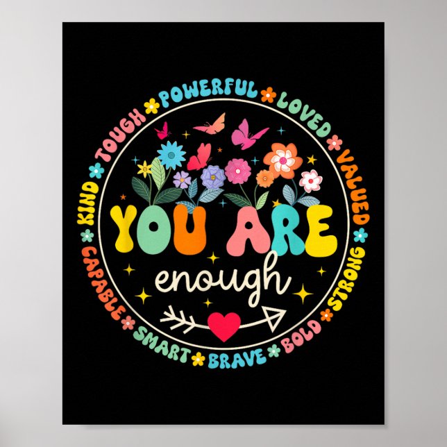 You Are Enough Floral Kind Love Peace Kindness Ins Poster (Vorne)