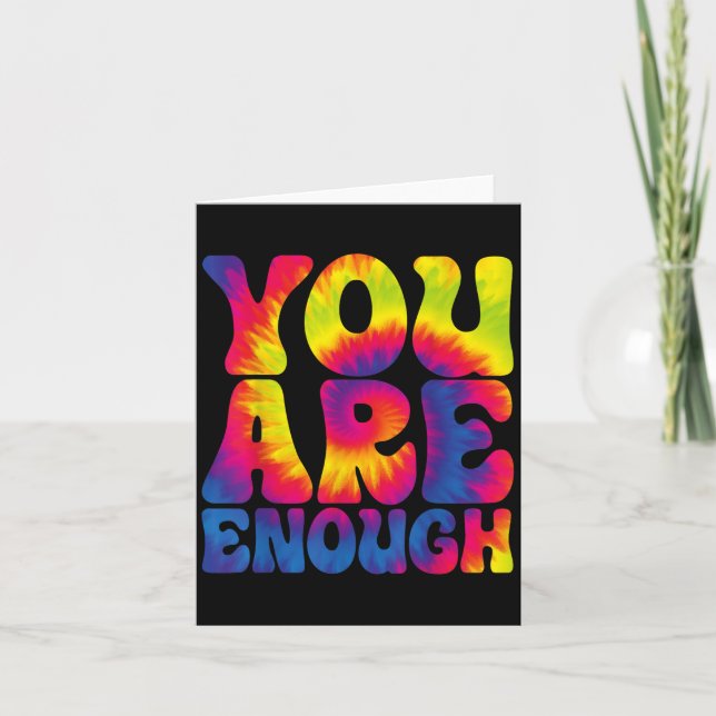 You Are Enough Funny Motivational Tie Dye  Karte (Vorderseite)