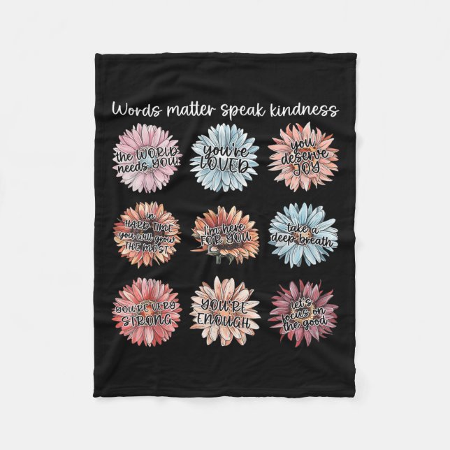 You Are Enough Words Speak Kindness Sitive Daisy  Fleecedecke (Vorderseite)