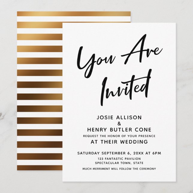 "You Are Invited" Kalligrafie Moderne Hochzeit Einladung (Vorne/Hinten)