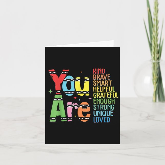 You Are Kind Smart Brave Motivational Back To Scho Karte (Vorderseite)