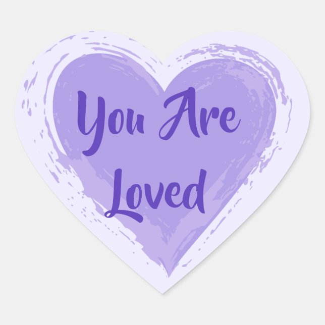 "You are love" Lila Herz Herz-Aufkleber (Vorderseite)