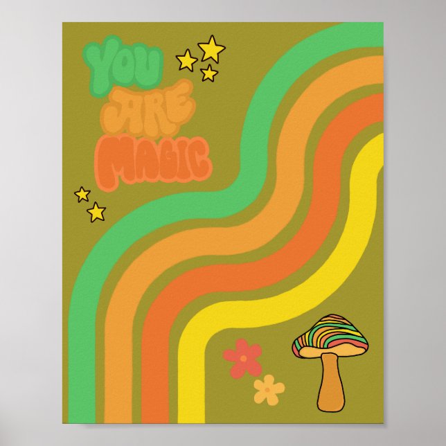 You Are Magic - Retro Mushroom Poster (Vorne)