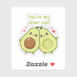 You Are My Other Half Cute Avocado Valentine Aufkleber