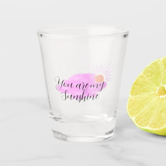 you are my sunshine pink purple sun rays clouds schnapsglas (Vorderseite)