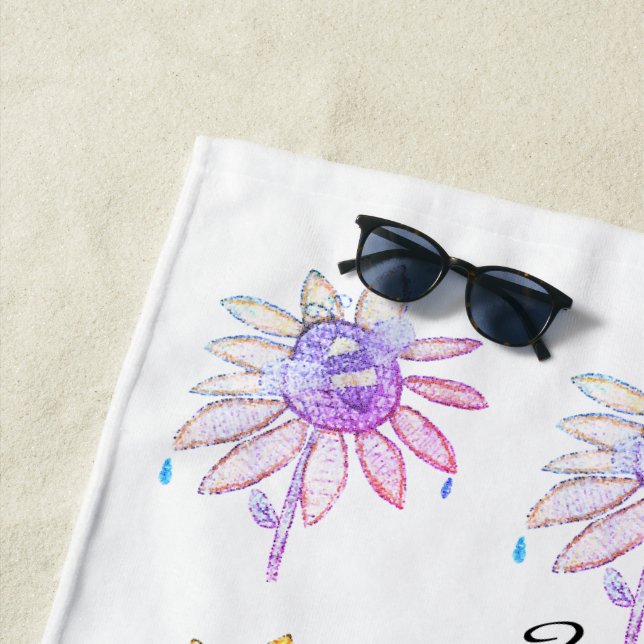 "You are my Sunshine" serviette de plage en vitrai (En situation)