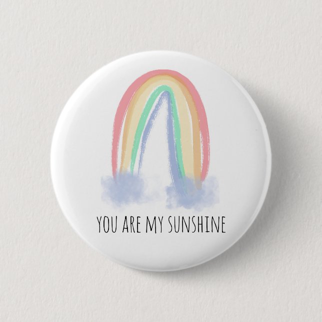 You are my sunshine watercolor painted rainbow  button (Vorderseite)