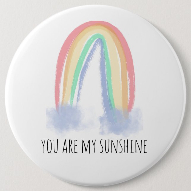 You are my sunshine watercolor painted rainbow  button (Vorderseite)