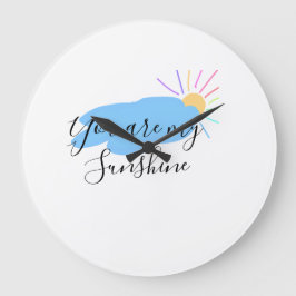 you are my sunshine yellow orange sun rays clouds große wanduhr