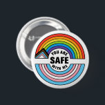 You Are Safe With Me LGBTQIA Ally Button<br><div class="desc">You Are Safe With Me LGBTQ Ally button. Great political button for people who value inclusion such as people with a disability, feminists, African Americans, Asian or the LGBT community. LGBTQ lesbian, gay, bisexual, transgender, queer, asexual. "The Future Is Inclusive" shirt is perfect for those who support gay rights. Perfect...</div>