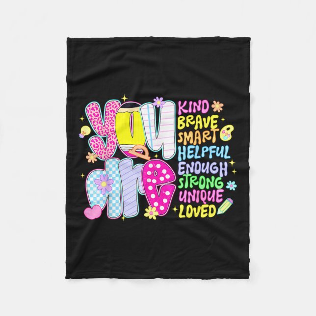 You Are Smart Brave Strong Kind Loved Motivation T Fleecedecke (Vorderseite)