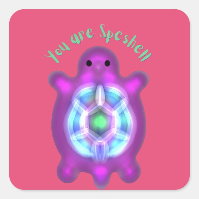 You Are Speshell Turtle Personalized Gift  Quadratischer Aufkleber (Vorderseite)