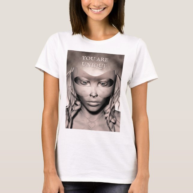 You Are Unique. Female in masquerade mask T-Shirt (Vorderseite)