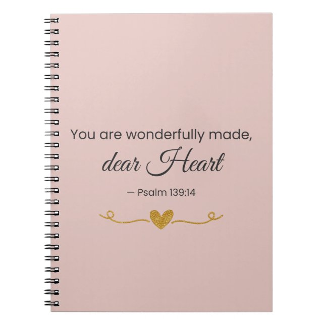 You Are Wonderfully Made – Psalm 139:14 Notebook Notizblock (Vorderseite)