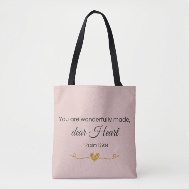 You Are Wonderfully Made – Psalm 139:14 Pink  Tasche (Vorderseite)