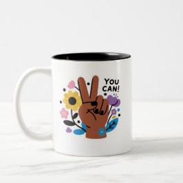 You Can Floral Peace Sign Two-Tone Coffee  Zweifarbige Tasse