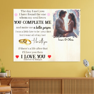 You Complete Me Custom Photo Wedding Anniversary Leinwanddruck