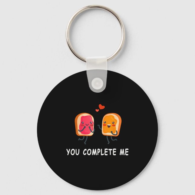 You Complete Me Cute Valentines Day Peanut Butter  Schlüsselanhänger (Vorderseite)