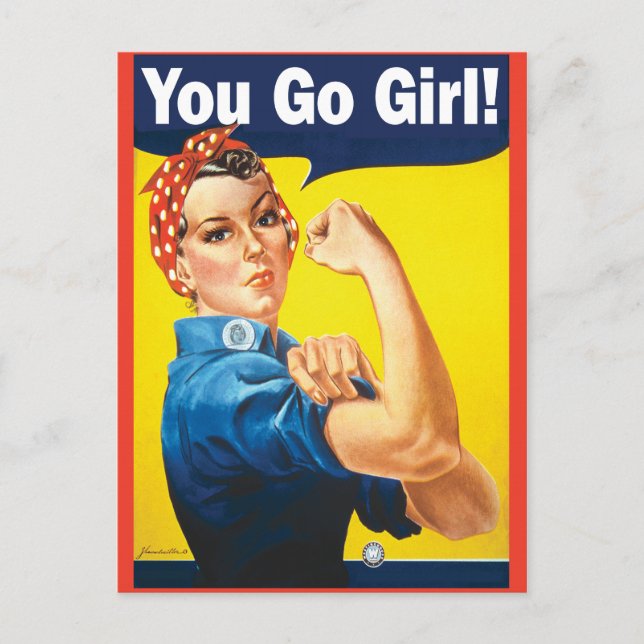 You Go Girl mit Klassiker Rosie der Niveter Postkarte (Vorderseite)