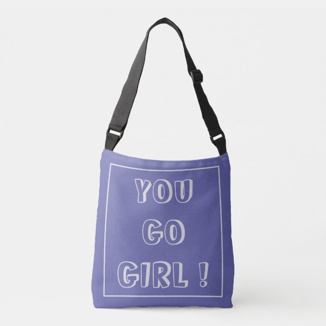 You Go Girl trenddunkel lila modern Tragetaschen Mit Langen Trägern (Vorderseite)