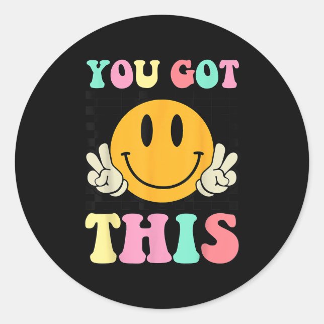 You Got This Retro Smile Motivational Testing Day  Runder Aufkleber (Vorderseite)