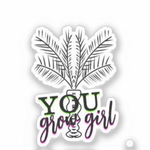 You Grow Girl Handgezeichnete Palme Doodle Aufkleber
