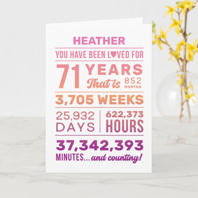 You Have Been Loved 71 Years, Custom Name Birthday Karte (Gelbe Blume)