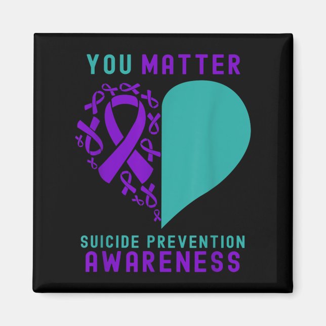You - Heart &amp; Ribbon Design Suicide Prevention Magnet (Vorne)