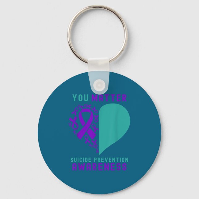 You - Heart &amp; Ribbon Design Suicide Prevention Schlüsselanhänger (Vorderseite)
