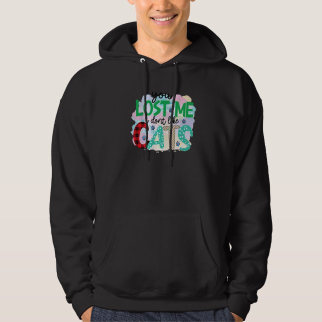 You Lost Me I Don't Like Cats Graphic Patchwork Hoodie (Vorderseite)