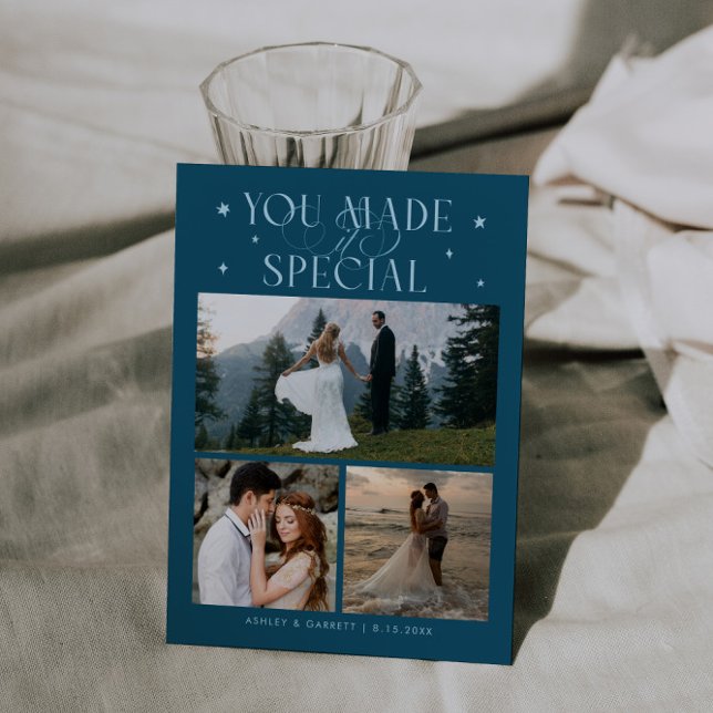 You Made It Special Wedding Photo Teal Dankeskarte (Von Creator hochgeladen)