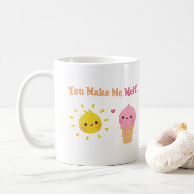 You Make Me Melt, Funny Sun and Ice Cream Kaffeetasse (Mit Donut)