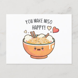 "You Make Miso Happy" Kawaii Soup Bowl Postkarte