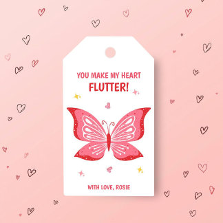 You Make My Heart Flutter Valentine Gift Tag Geschenkanhänger
