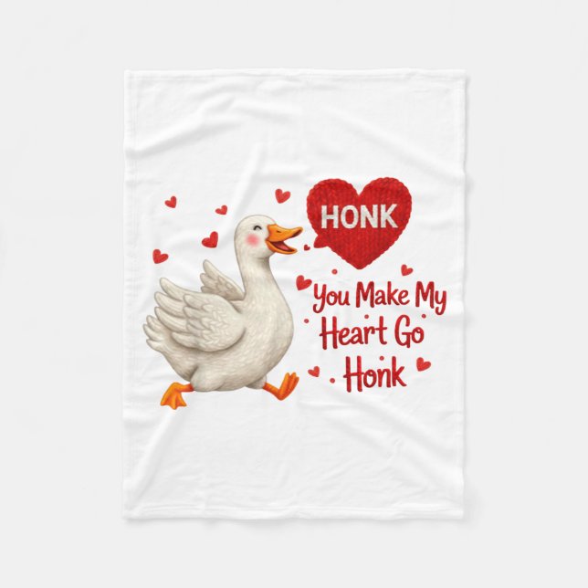 You Make My Heart Go Honk Funny Goose Valentine Sa Fleecedecke (Vorderseite)