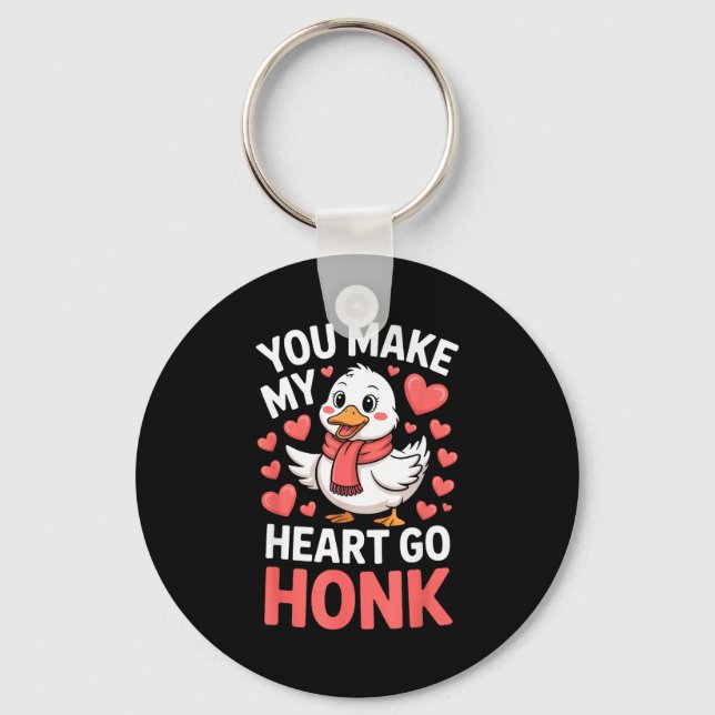 You Make My Heart Go Honk Valentine Goose Funny  Schlüsselanhänger (Vorderseite)