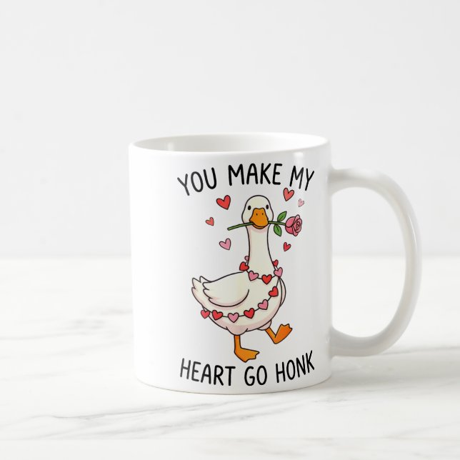You Make My Heart Go Honk Valentine Goose Preppy  Kaffeetasse (Rechts)