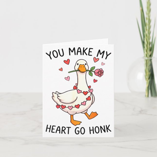 You Make My Heart Go Honk Valentine Goose Preppy  Karte (Vorderseite)