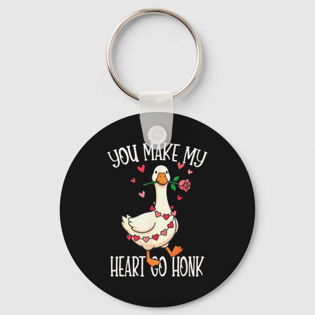 You Make My Heart Go Honk Valentine Goose  Schlüsselanhänger (Vorderseite)