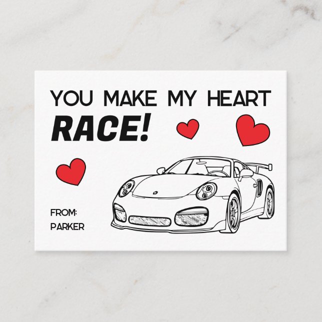 You Make My Heart Race Kids Valentine's Mitteilungskarte (Vorderseite)