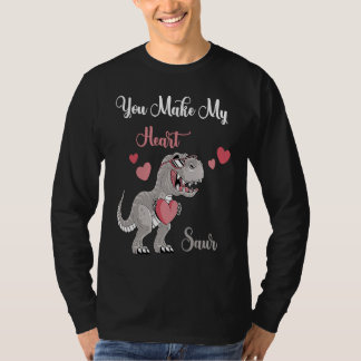 You Make My Heart Saur Valentines Day rex Date Nig T-Shirt