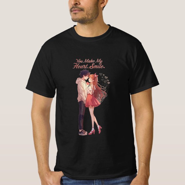 You Make My Heart Smile Anime Couple T-Shirt (Vorderseite)