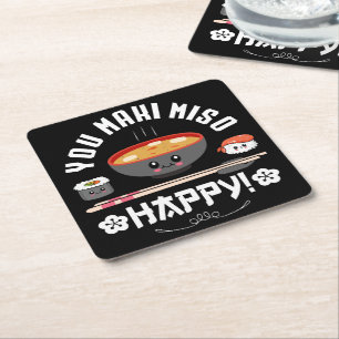 You Maki Miso Happy - Japanisch Noodles Niedlich K Rechteckiger Pappuntersetzer