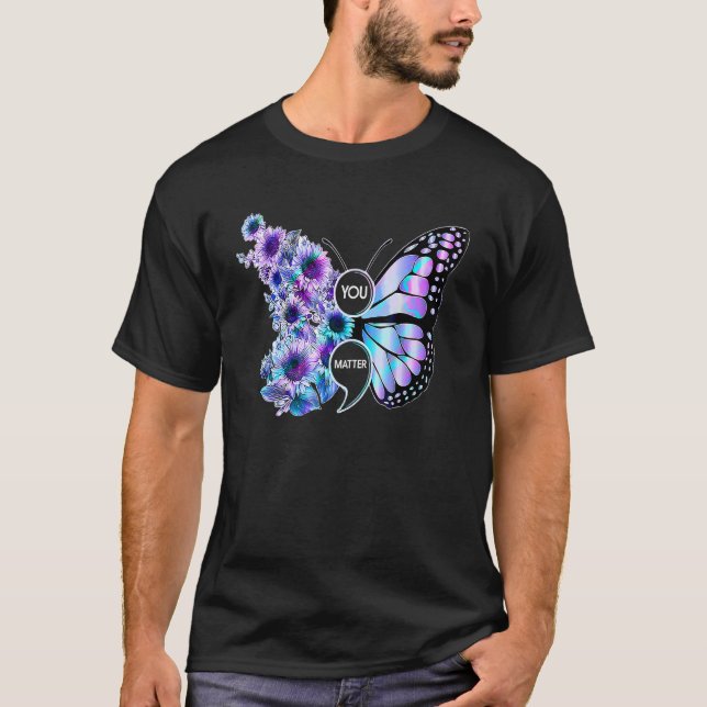 You Matter Butterfly Sunflower Suicide Prevention  T-Shirt (Vorderseite)