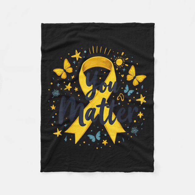 You Matther Suicide Prevention Awareness Yellow Ri Fleecedecke (Vorderseite)