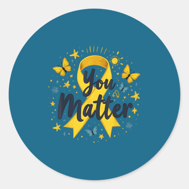 You Matther Suicide Prevention Awareness Yellow Ri Runder Aufkleber (Vorderseite)