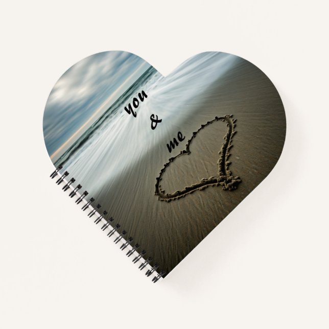 "You & Me" Beach Sand Design Notizbuch (Vorderseite)